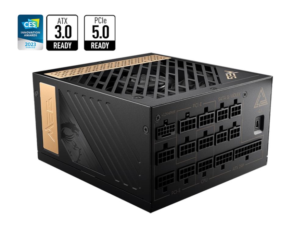 Power Supply MSI 1300 Вт Сертификат 80 PLUS PLATINIUM PFC Активный MEGAI1300PPCIE5 - оптом у дистрибьютора ELKO