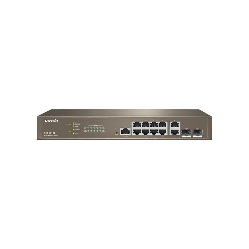 Коммутатор 10PORT 1000M 2SFP TEG5312F TENDA - оптом у дистрибьютора ELKO