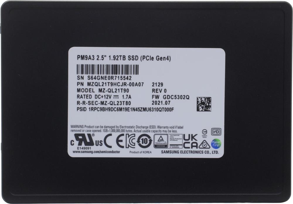 SSD жесткий диск PCIE 1.92TB TLC PM9A3 MZQL21T9HCJR-00A07 SAMSUNG - оптом у дистрибьютора ELKO