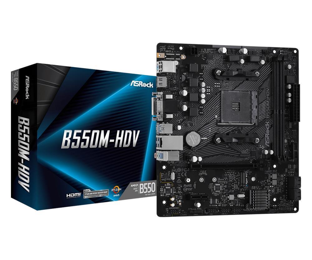 Материнская плата AMD B550 SAM4 MATX B550M-HDV ASROCK - оптом у дистрибьютора ELKO