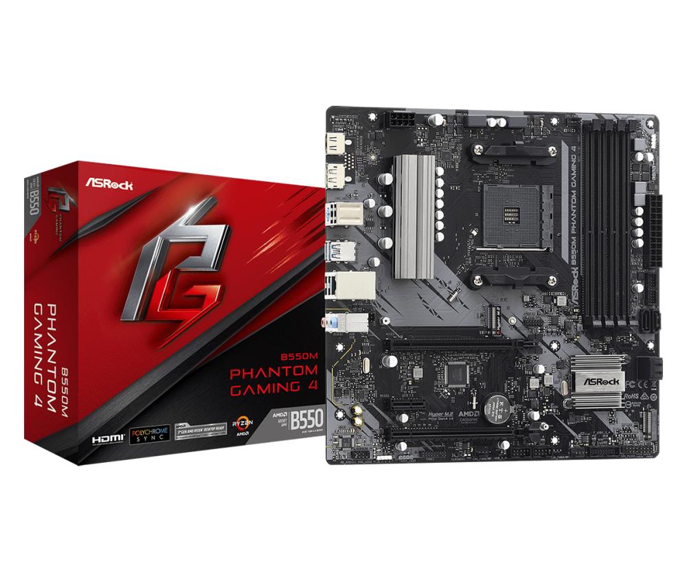 Материнская плата AMD B550 SAM4 ATX B550M PHANTOM GAMING 4 ASROCK - оптом у дистрибьютора ELKO
