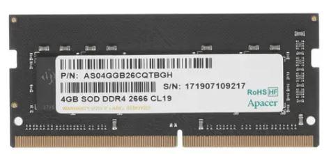 Модуль памяти для ноутбука SODIMM 4GB DDR4-2666 ES.04G2V.KNH APACER - оптом у дистрибьютора ELKO