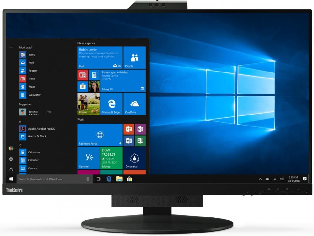 Монитор Lenovo 27" TIO 27 Black, 16:9, IPS, 2560x1440, 4ms, 350cd, 60Hz, 1xHDMI, 1xDP, 1xUSB, RGBIR camera, SPK HAS - оптом у дистрибьютора ELKO
