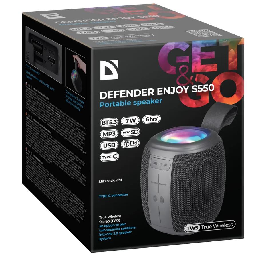Портативная колонка 7W BLACK ENJOY S550 65553 DEFENDER 4 - оптом у дистрибьютора ABSOLUTETRADE 