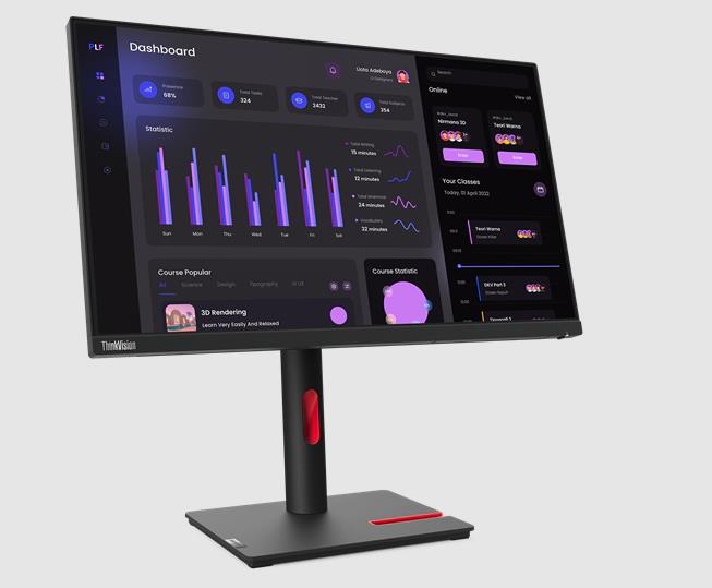 Монитор Lenovo 23.8" T24i-30 Black/Red, 16:9, IPS, 1920x1080, 4ms, 250cd, 60Hz, 1xVGA, 1xHDMI, 1xDP, 4xUSB, HAS - оптом у дистрибьютора ELKO