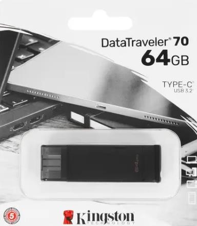 Флэш-накопитель USB-C 3.2 64GB DT70/64GB KINGSTON - оптом у дистрибьютора ELKO