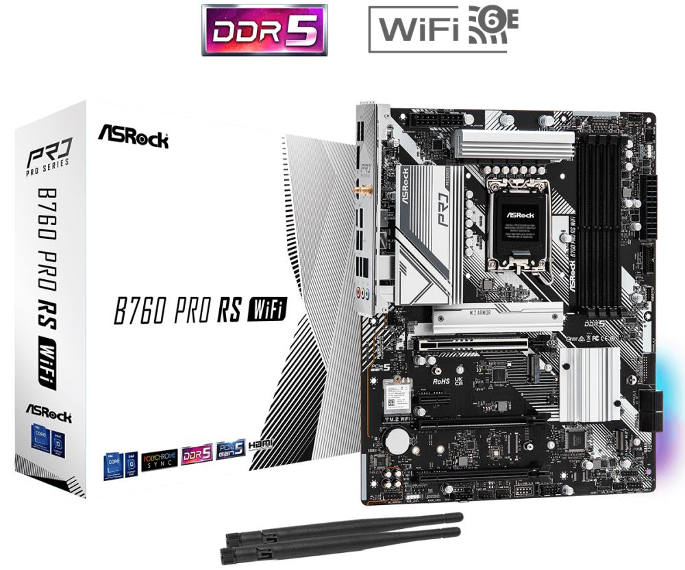 Материнская плата B760 S1700 ATX B760 PRO RS WIFI ASROCK - оптом у дистрибьютора ELKO
