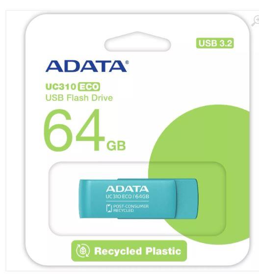 Флэш-накопитель USB3 64GB GREEN UC310E-64G-RGN ADATA - оптом у дистрибьютора ELKO