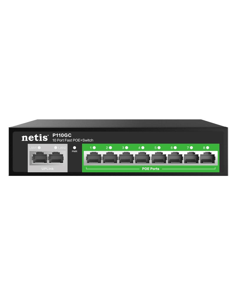 Коммутатор 10PORT 10/100/1000M 8POE+2XGE P110GC NETIS - оптом у дистрибьютора ELKO