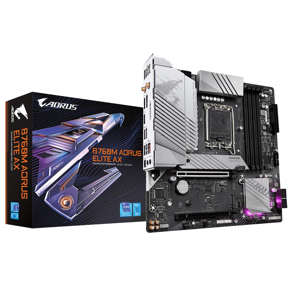 Материнская плата B760 S1700 MATX B760M AORUS ELITE AX GIGABYTE - оптом у дистрибьютора ELKO