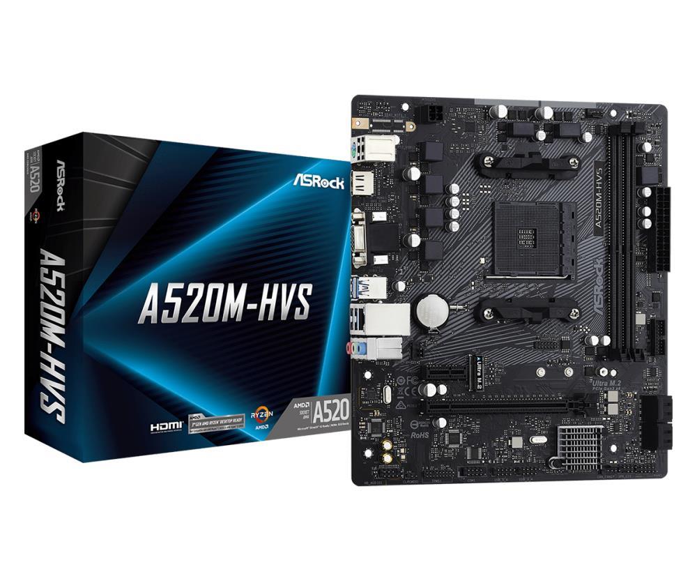 Материнская плата AMD A520 SAM4 MATX A520M-HVS ASROCK - оптом у дистрибьютора ELKO