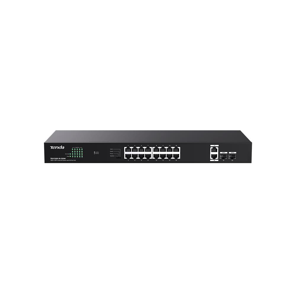 Сетевой коммутатор TENDA TEG1120P-16-250W TEG1120P-16-250W - оптом у дистрибьютора ELKO