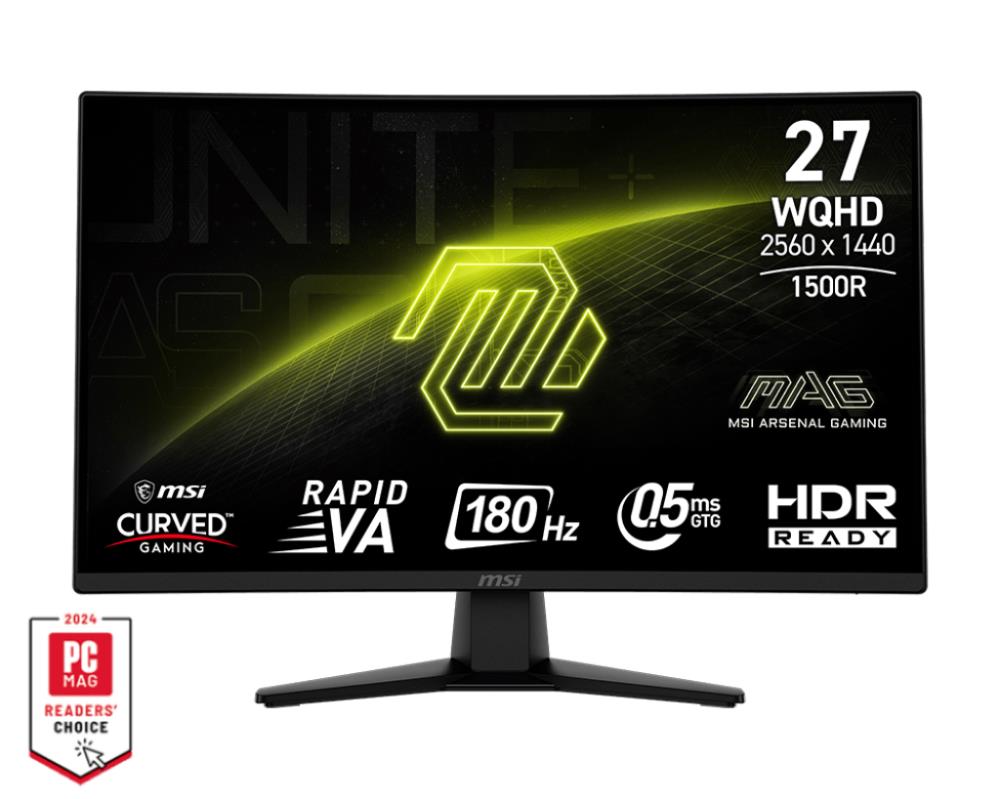 Монитор MSI 27" MAG 274CQF Black Curved 1500R, 16:9, Rapid VA, 2560x1440, 0,5ms, 300cd, 180Hz, 2xHDMI, 1xDP - оптом у дистрибьютора ELKO