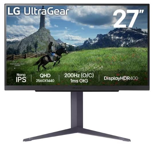 Монитор LG 27" 27GS85Q-B Gray/Violet, 16:9, IPS, 2560x1440, 1ms, 400cd, 200Hz, 2xHDMI, DP, 2xUSB, HAS - оптом у дистрибьютора ELKO