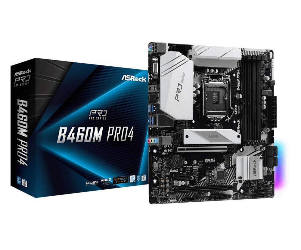 Материнская плата B460 S1200 MATX B460M PRO4 ASROCK - оптом у дистрибьютора ELKO