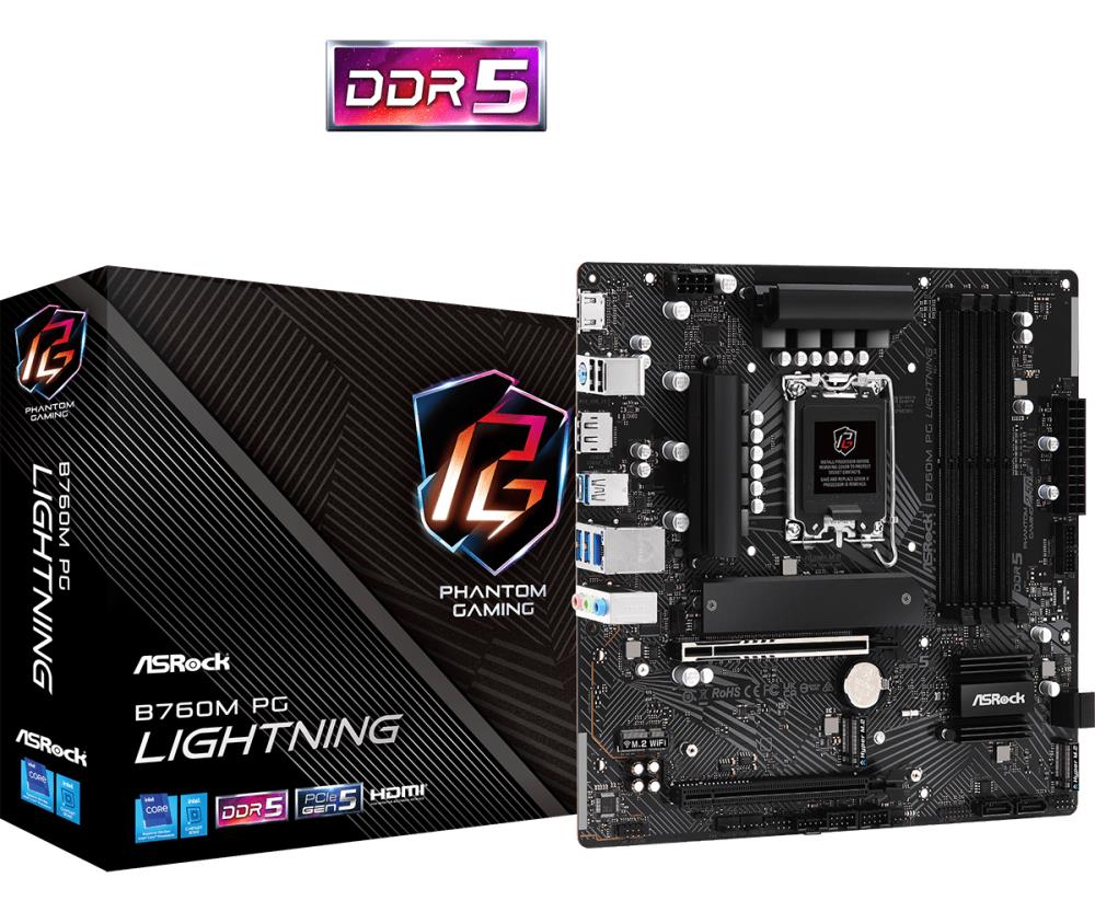 Материнская плата B760 S1700 MATX B760M PG LIGHTNING ASROCK - оптом у дистрибьютора ELKO