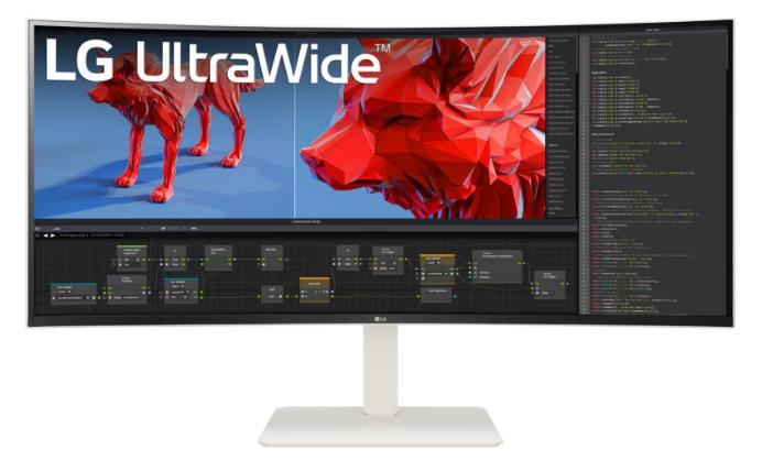 Монитор LG 37.5" 38WR85QC-W White, Curved 2300R, 21:9, IPS, 3840x1600, 1ms, 450cd, 144Hz, 2xHDMI, DP, 4xUSB, USB-C, LAN, SPK, HAS - оптом у дистрибьютора ELKO