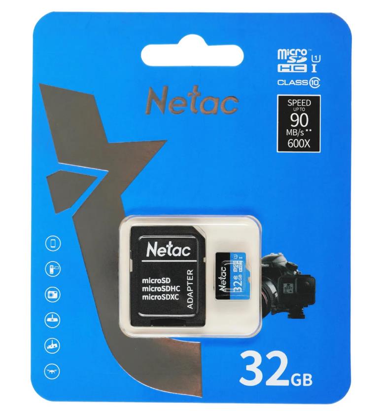 Карта памяти MICRO SDHC 32GB + ADP NT02P500STN-032G-R NETAC - оптом у дистрибьютора ELKO