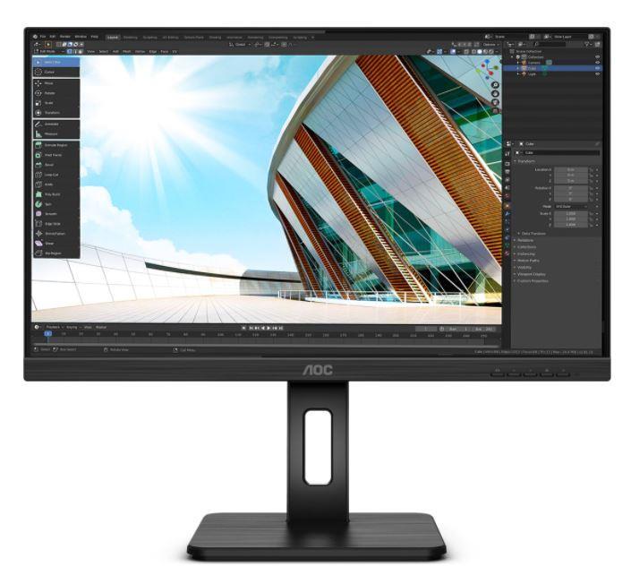Монитор AOC 23.8" 24P2Q Black, 16:9, IPS, 1920x1080, 4ms, 300cd, 75Hz, 1xVGA, 1xDVI, 1xHDMI, 1xDP, 4xUSB, SPK, HAS - оптом у дистрибьютора ELKO