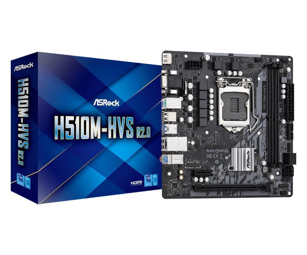 Материнская плата H510 S1200 MATX H510M-HVS R2.0 ASROCK - оптом у дистрибьютора ELKO