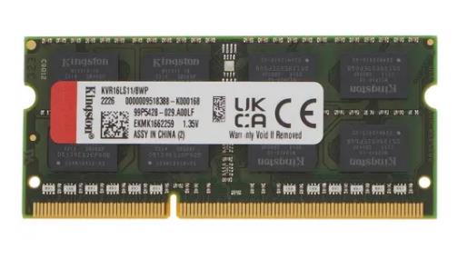 Модуль памяти для ноутбука SODIMM 8GB DDR4-1600 DDR3L KVR16LS11/8WP KINGSTON - оптом у дистрибьютора ELKO